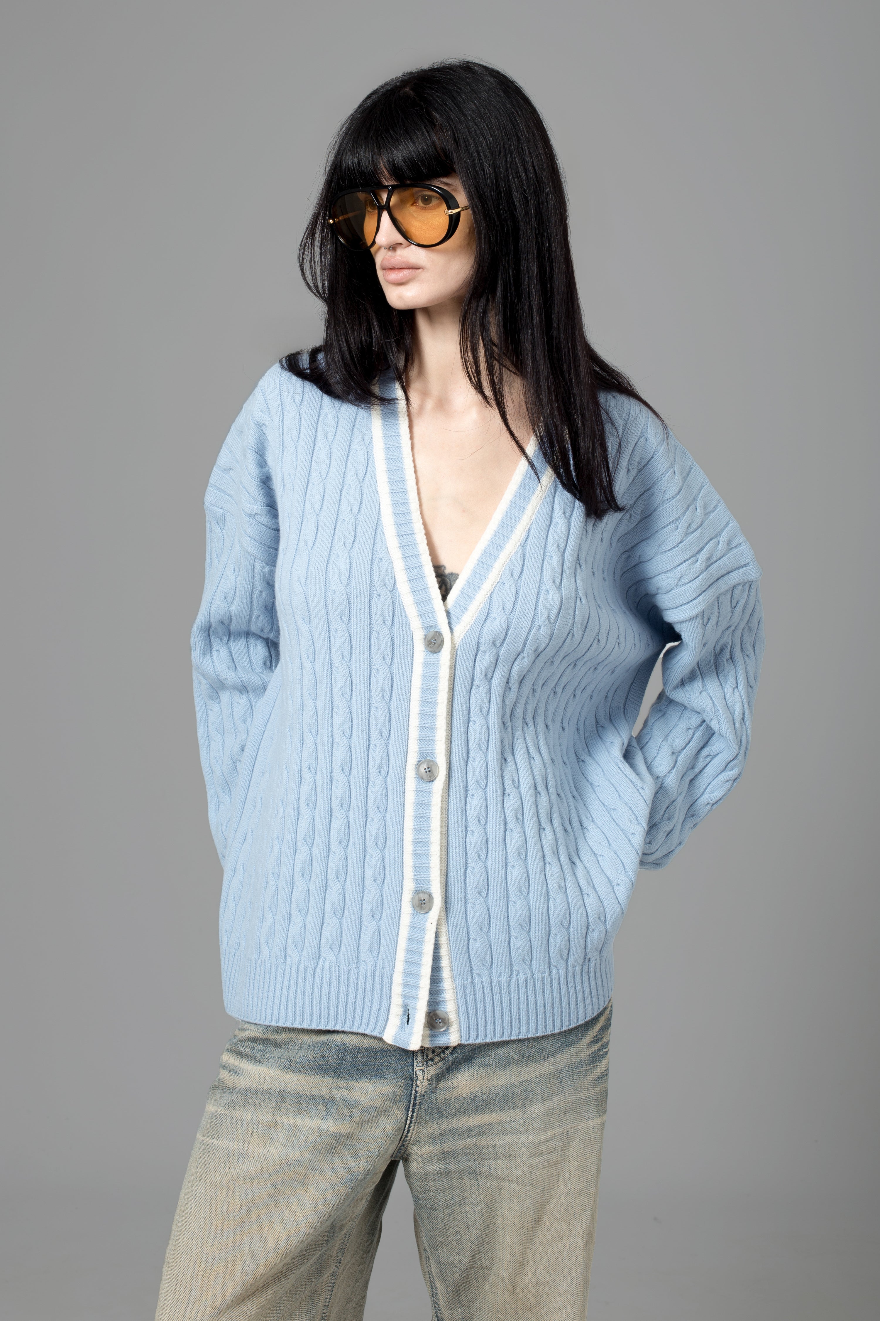 Cardigan with contrasting details