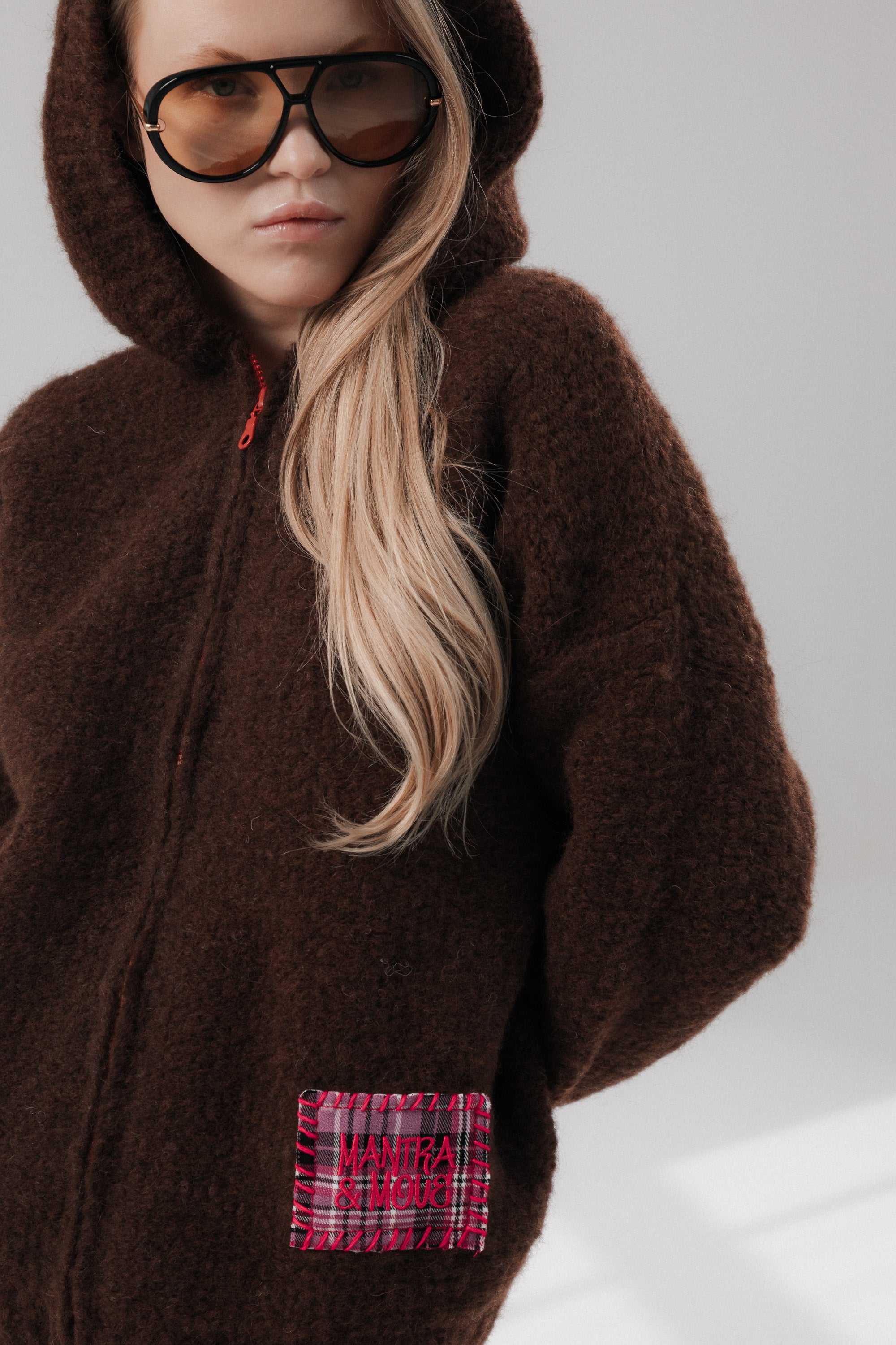ALPACA ZIP HOODIE IN CHOCOLATE BROWN
