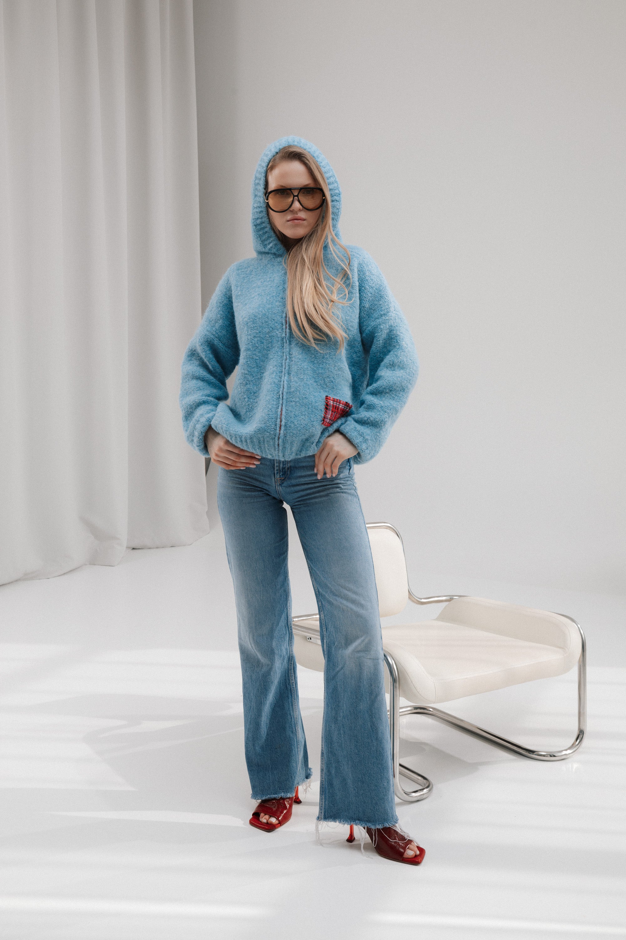 ALPACA ZIP HOODIE IN BABY BLUE