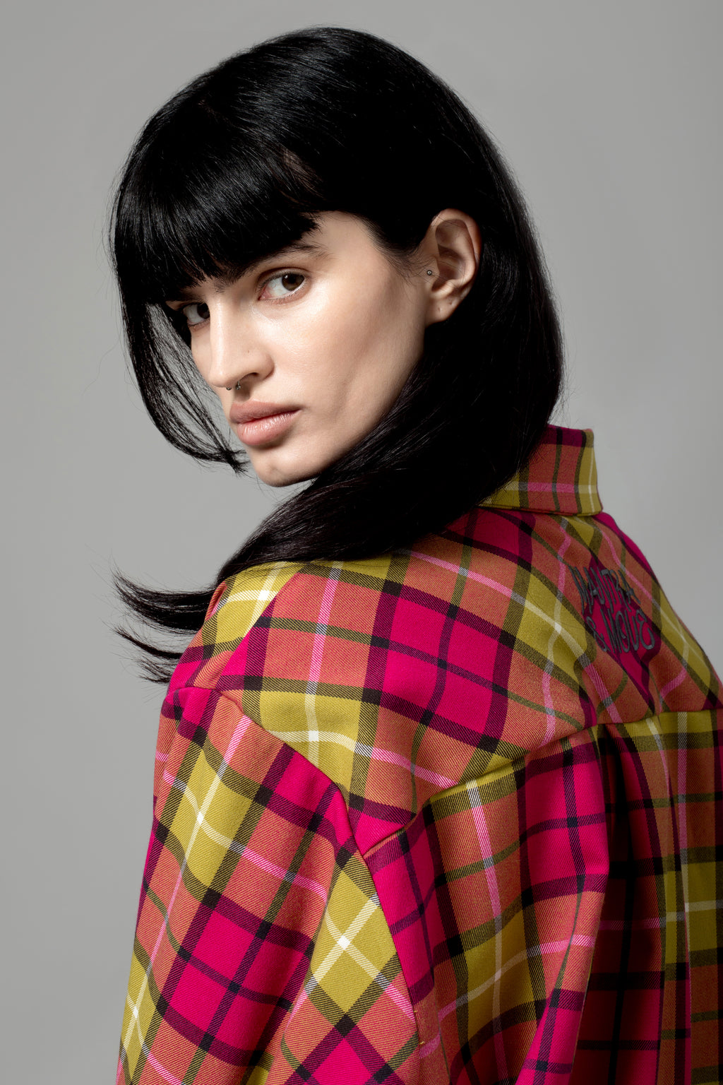 FUCHSIA & YELLOW FLANNEL SHIRT