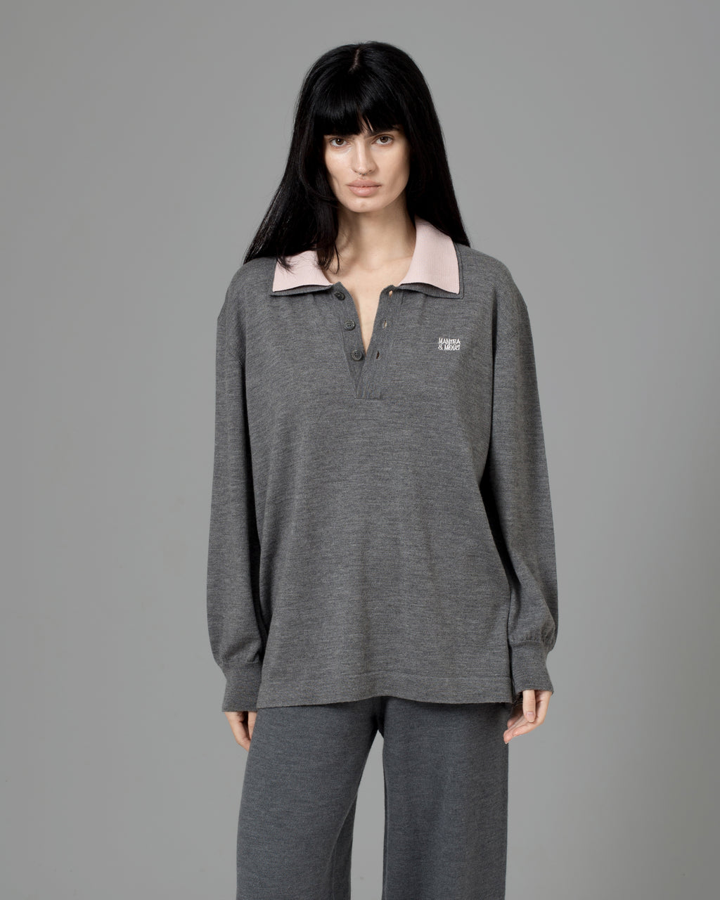 GREY DOUBLE COLLAR POLO