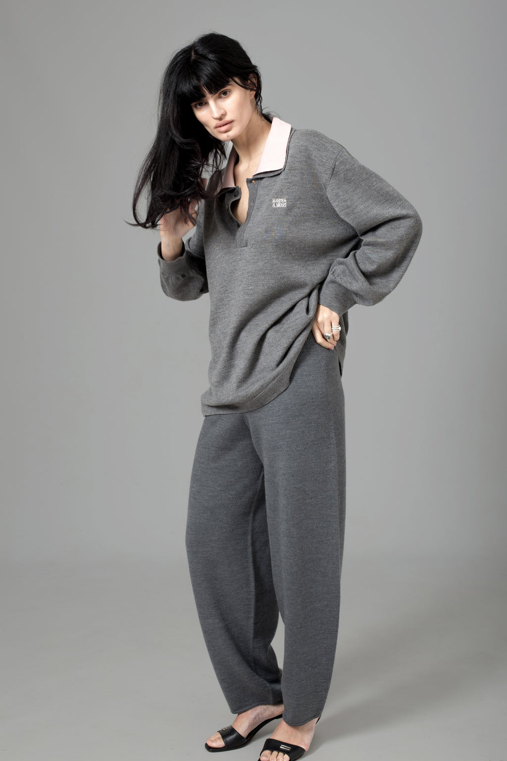 GREY DOUBLE COLLAR POLO