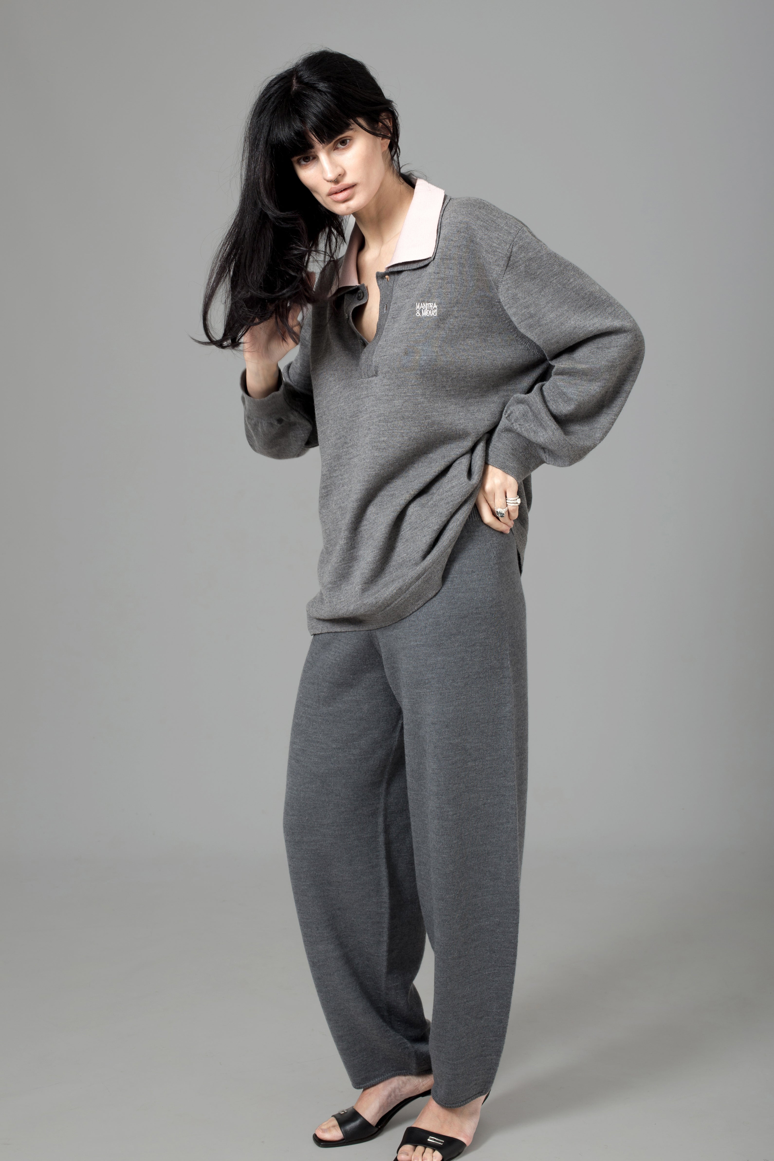 GREY DOUBLE COLLAR POLO