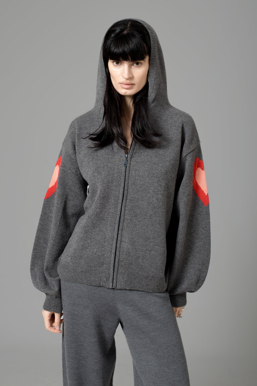 HEART LAMBSWOOL ZIP HOODIE