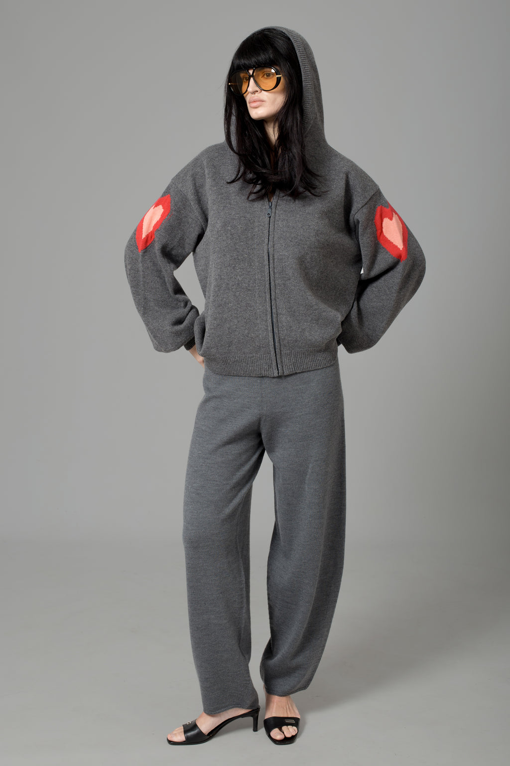 HEART LAMBSWOOL ZIP HOODIE