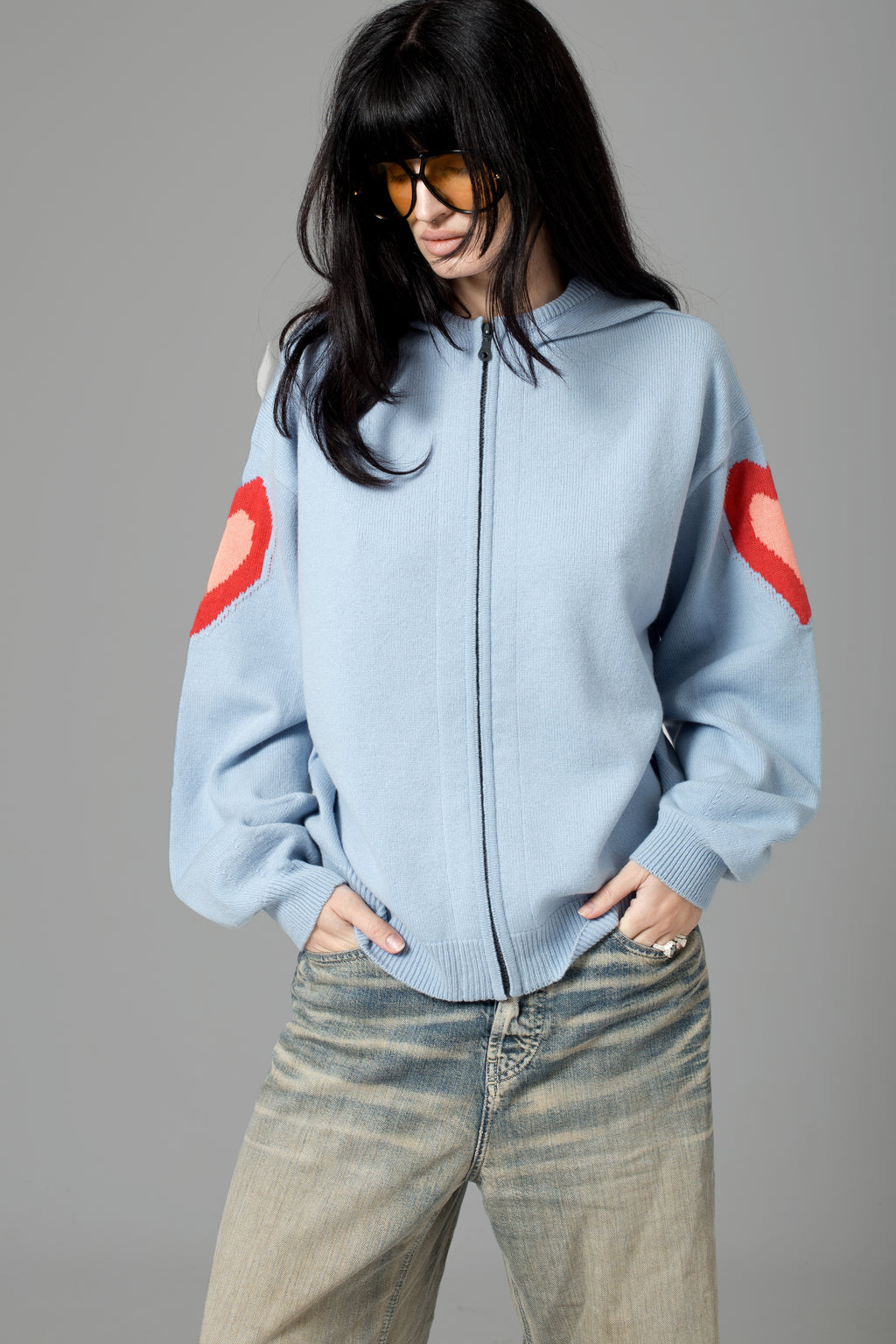HEART LAMBSWOOL ZIP HOODIE