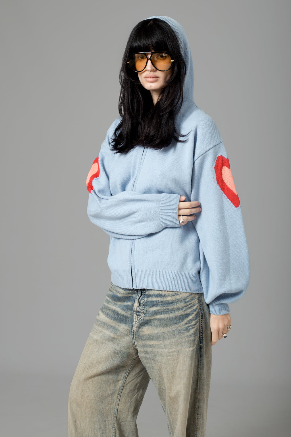 HEART LAMBSWOOL ZIP HOODIE